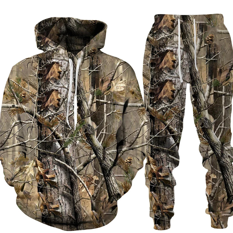 Conjunto animal camuflado camisa e calças série esportiva ideal para suas aventuras.