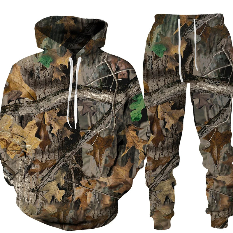 Conjunto animal camuflado camisa e calças série esportiva ideal para suas aventuras.