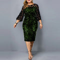 Vestido elegante com lantejoulas plus size  feminino, sexy, casual, para festa à noite, vestido de casamento luxuoso