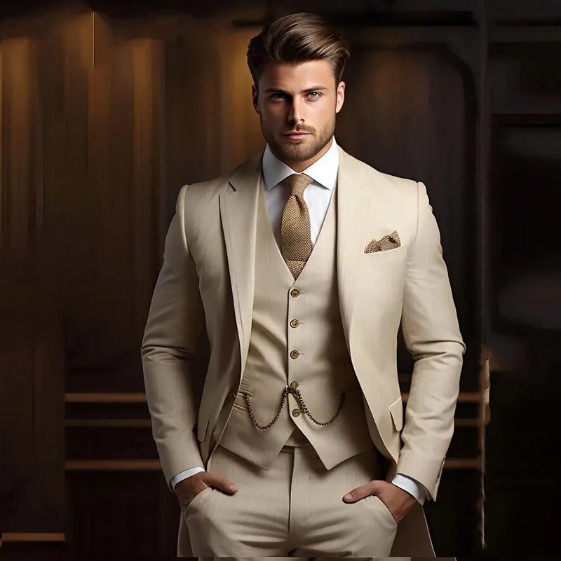 Terno masculino de 3 peças, ideal para casamento e noivado, smoking calça e colete.