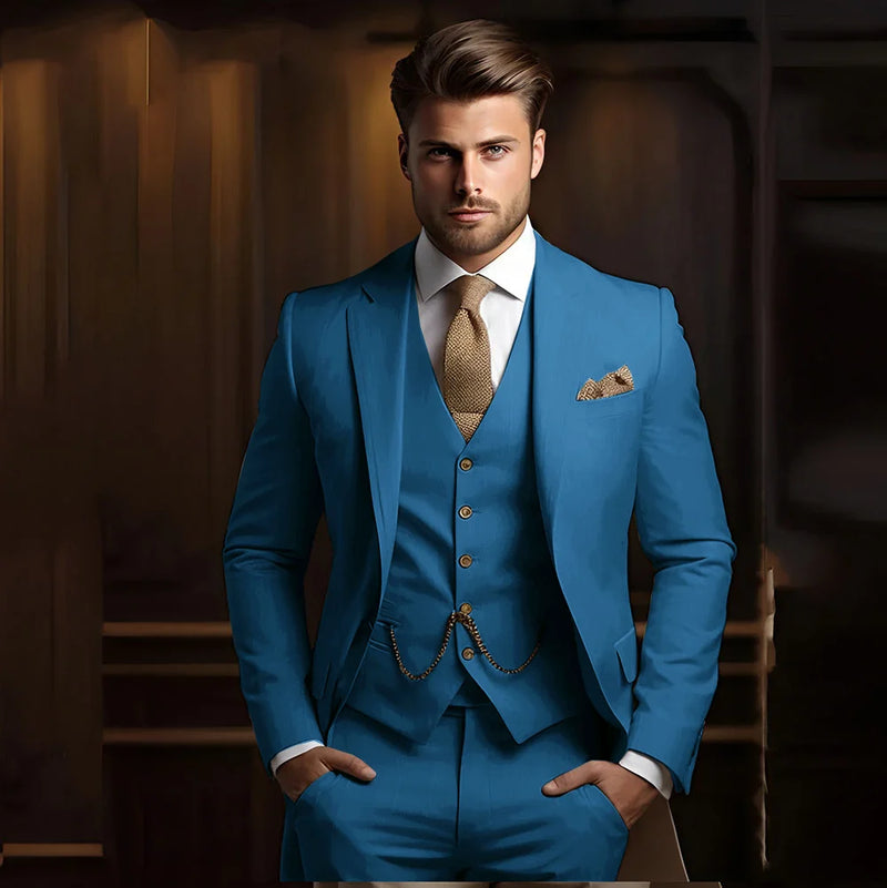 Terno masculino de 3 peças, ideal para casamento e noivado, smoking calça e colete.