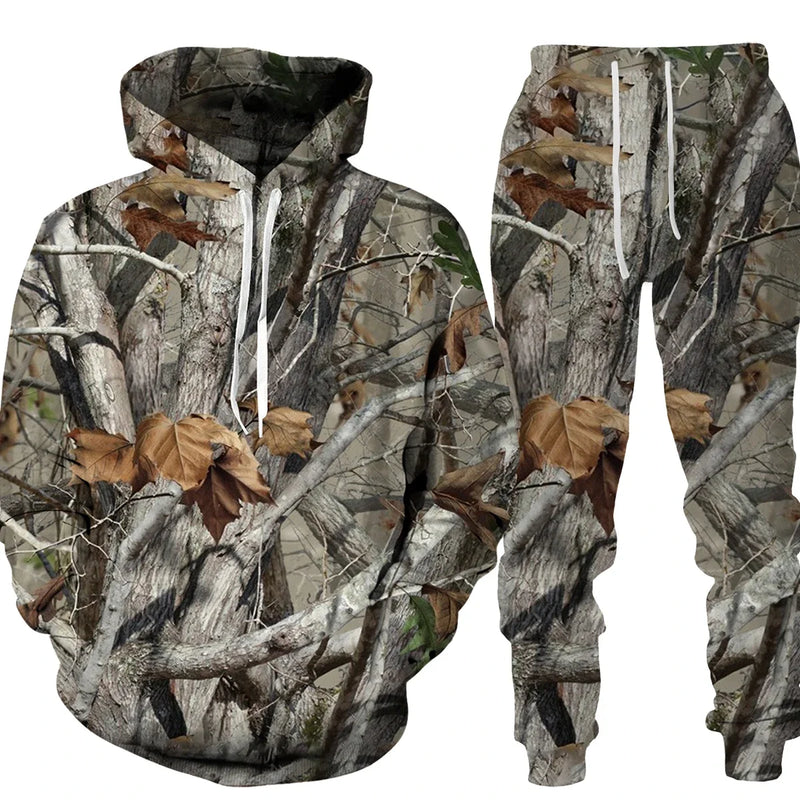 Conjunto animal camuflado camisa e calças série esportiva ideal para suas aventuras.