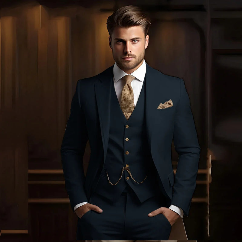 Terno masculino de 3 peças, ideal para casamento e noivado, smoking calça e colete.