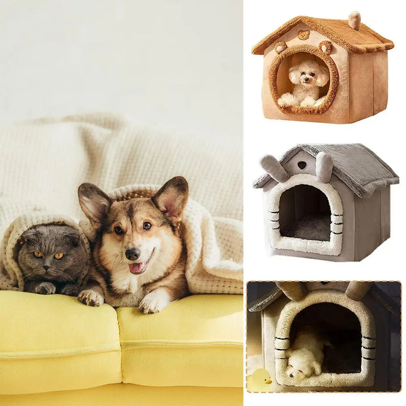 Casinha para cães e gatos, para todas as estações, destacável e lavável, fofa, nova e confortável