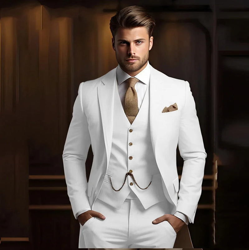 Terno masculino de 3 peças, ideal para casamento e noivado, smoking calça e colete.