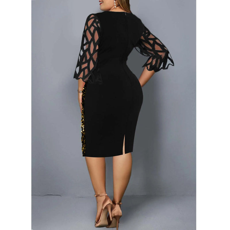 Vestido elegante com lantejoulas plus size  feminino, sexy, casual, para festa à noite, vestido de casamento luxuoso