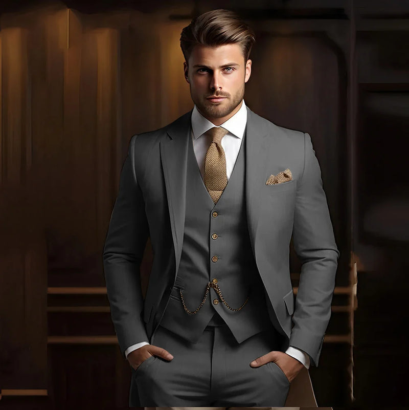 Terno masculino de 3 peças, ideal para casamento e noivado, smoking calça e colete.
