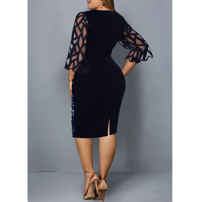 Vestido elegante com lantejoulas plus size  feminino, sexy, casual, para festa à noite, vestido de casamento luxuoso