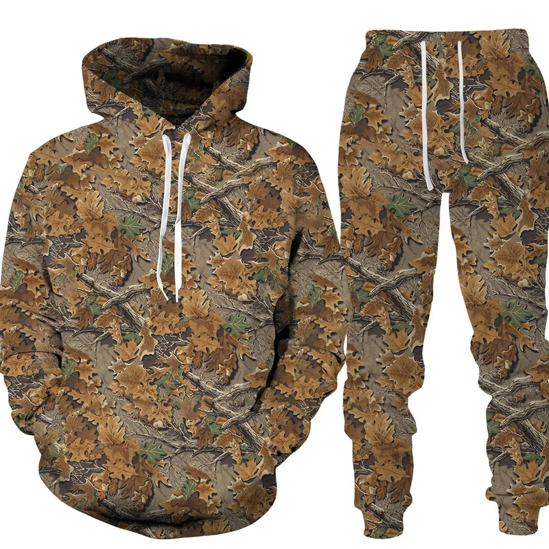Conjunto animal camuflado camisa e calças série esportiva ideal para suas aventuras.
