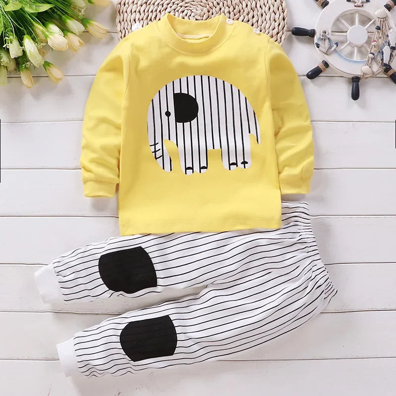 Conjuntos de roupas infantis meninos e meninas em algodão outono inverno, primavera verão.