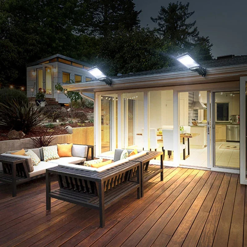 Luzes Solares Externas com Sensor de Movimento à Prova D'Água com 3 Modos de Iluminação Lâmpada de Parede LED para Pátios, Jardins, Quintal.