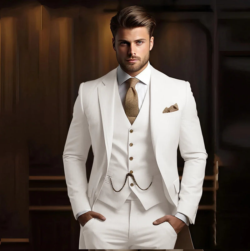 Terno masculino de 3 peças, ideal para casamento e noivado, smoking calça e colete.