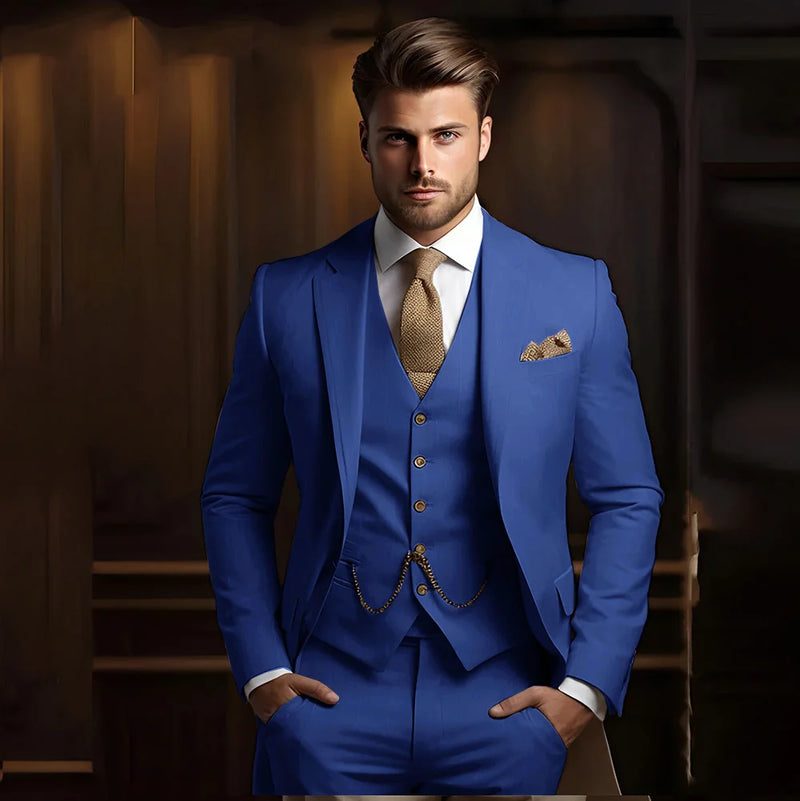 Terno masculino de 3 peças, ideal para casamento e noivado, smoking calça e colete.