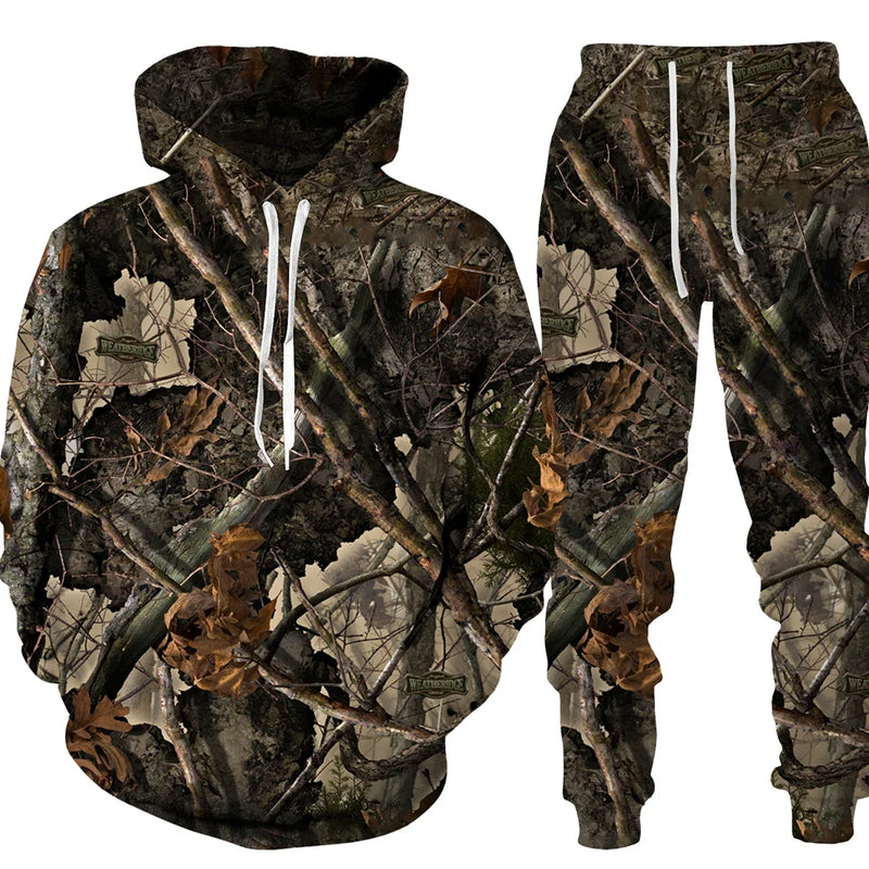 Conjunto animal camuflado camisa e calças série esportiva ideal para suas aventuras.