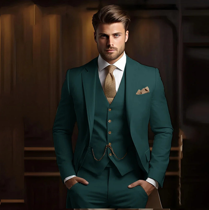 Terno masculino de 3 peças, ideal para casamento e noivado, smoking calça e colete.