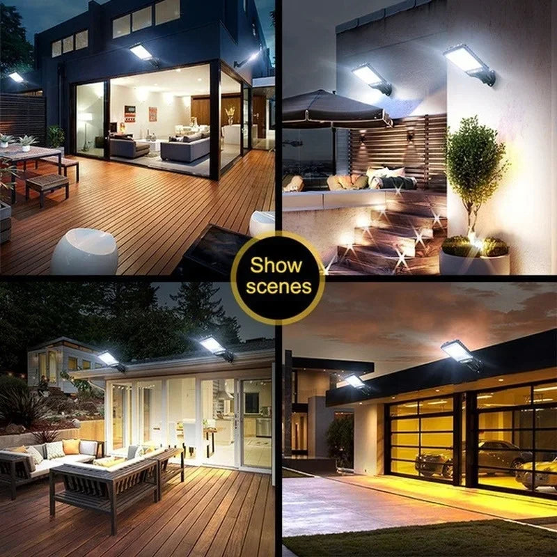 Luzes Solares Externas com Sensor de Movimento à Prova D'Água com 3 Modos de Iluminação Lâmpada de Parede LED para Pátios, Jardins, Quintal.