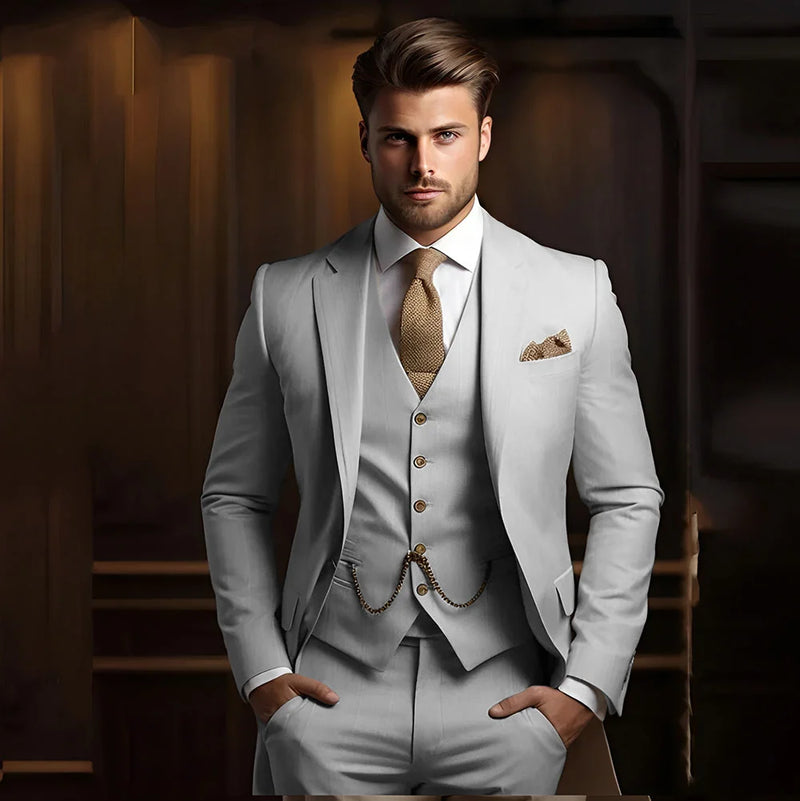 Terno masculino de 3 peças, ideal para casamento e noivado, smoking calça e colete.