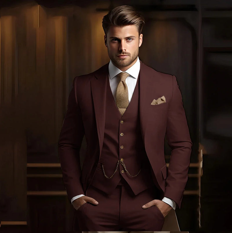 Terno masculino de 3 peças, ideal para casamento e noivado, smoking calça e colete.