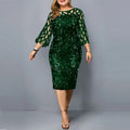 Vestido elegante com lantejoulas plus size  feminino, sexy, casual, para festa à noite, vestido de casamento luxuoso
