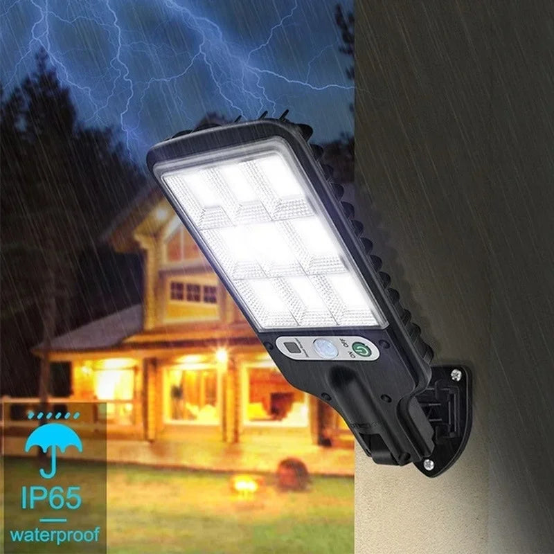 Luzes Solares Externas com Sensor de Movimento à Prova D'Água com 3 Modos de Iluminação Lâmpada de Parede LED para Pátios, Jardins, Quintal.