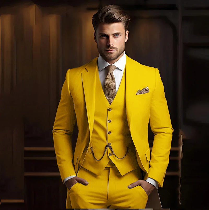 Terno masculino de 3 peças, ideal para casamento e noivado, smoking calça e colete.