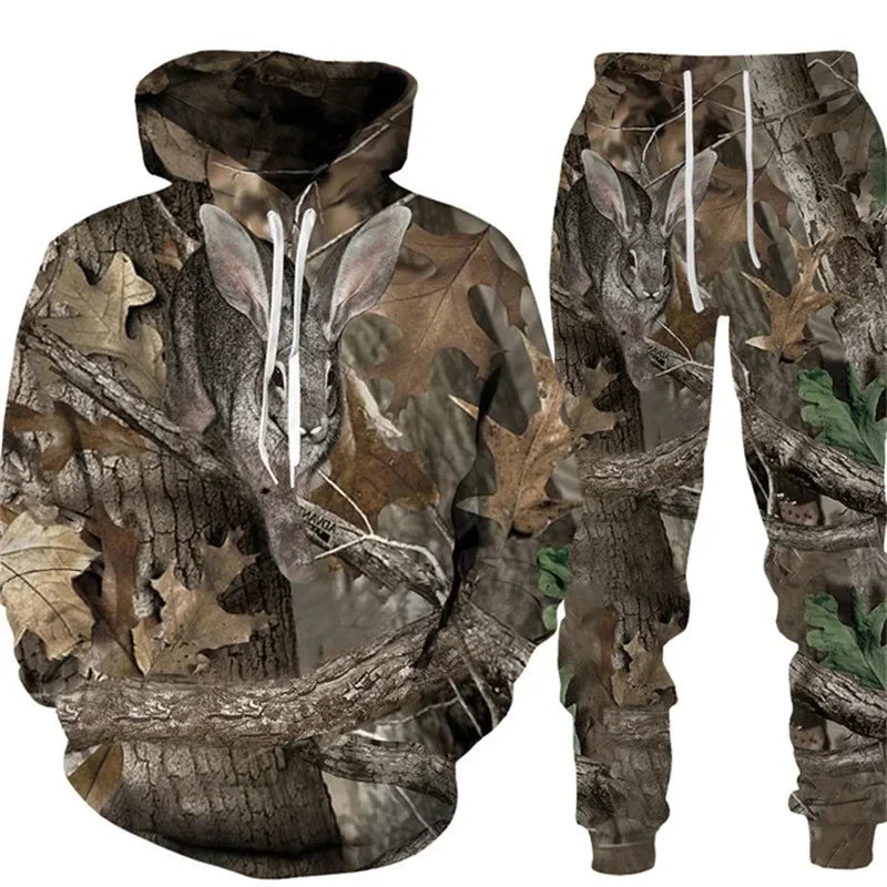 Conjunto animal camuflado camisa e calças série esportiva ideal para suas aventuras.