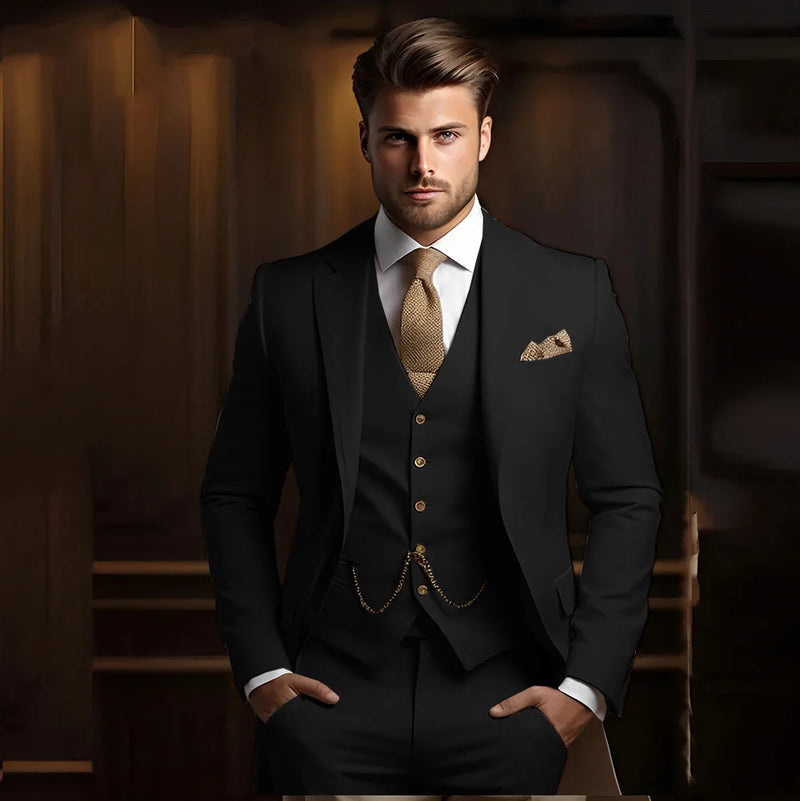 Terno masculino de 3 peças, ideal para casamento e noivado, smoking calça e colete.