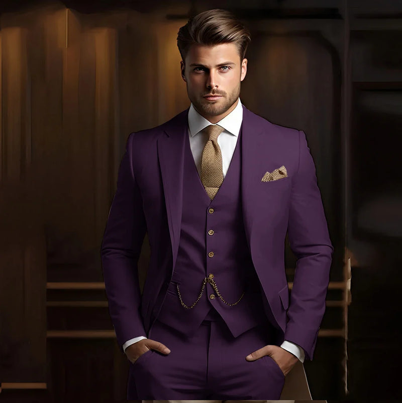 Terno masculino de 3 peças, ideal para casamento e noivado, smoking calça e colete.