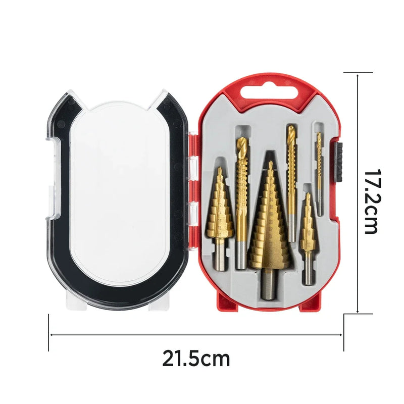 Premium 6pcs Titanium Step Drill Bit Set 4-12 4-20 4-32mm 3-8 mm for Metal Woodworking Efficient Core Hole Opener Milling Cutter
