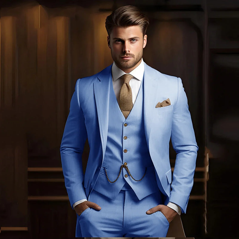 Terno masculino de 3 peças, ideal para casamento e noivado, smoking calça e colete.