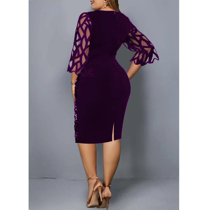 Vestido elegante com lantejoulas plus size  feminino, sexy, casual, para festa à noite, vestido de casamento luxuoso