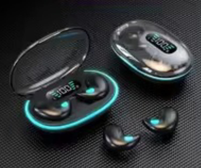 Fone de ouvido sem fio com som estéreo escondido com microfone e atende chamadas