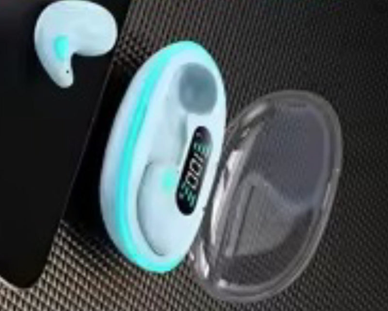 Fone de ouvido sem fio com som estéreo escondido com microfone e atende chamadas
